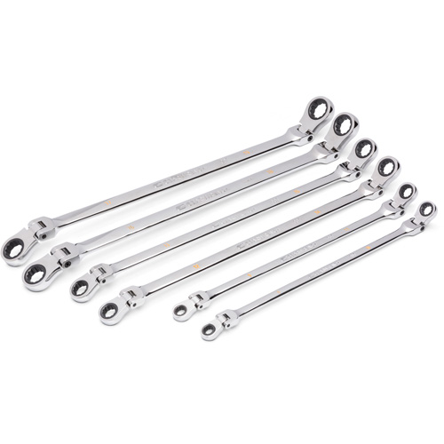 90-Tooth 12 Point Metric GearBox Double Ratcheting Wrench Set, Flex Head, 6 Pieces, Metric Quali-T-Solutions