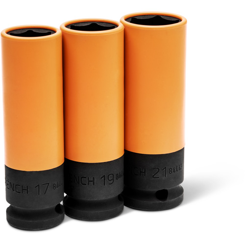 Metric High-Strength Wheel Protector Socket Set, 3 Pcs, Impact, 1/2" Drive Size, Deep Quali-T-Solutions