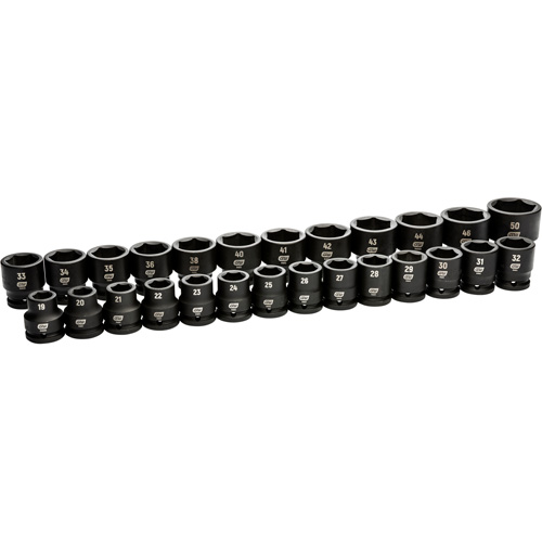 6 Point Metric Socket Set, 26 Pcs, Impact, 3/4" Drive Size Quali-T-Solutions