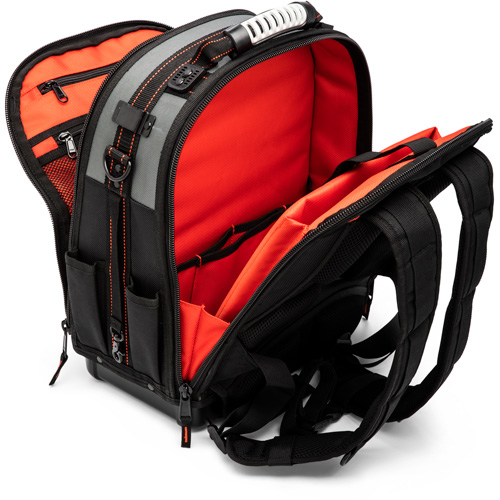 Tradesman Backpack, 18" L x 10" W, Black/Grey/Orange, Polyester Quali-T-Solutions
