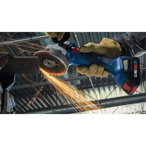 Rectifieuse angulaire sans balais avec interrupteur coulissant, Roue de 4-1/2", 18 V Quali-T-Solutions