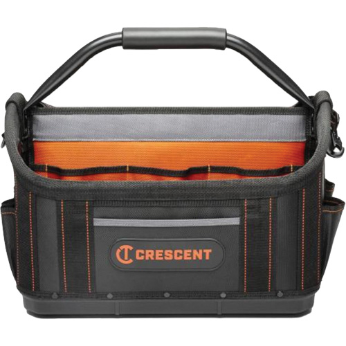 17" Tradesman Open Top Tool Bag, Polyester, 25 Pockets, Black/Orange Quali-T-Solutions