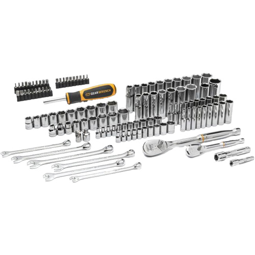 Jeu d'outils manuels pour m&eacute;canicien 90T SAE/m&eacute;trique avec prises 1/4" & 3/8" Quali-T-Solutions