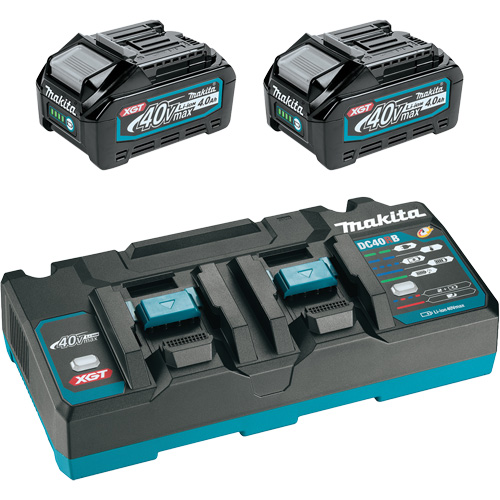 Ensemble de d&eacute;part XGT avec chargeur rapide &agrave; deux ports et deux batteries de 4?Ah, 40 V, Lithium-ion Quali-T-Solutions