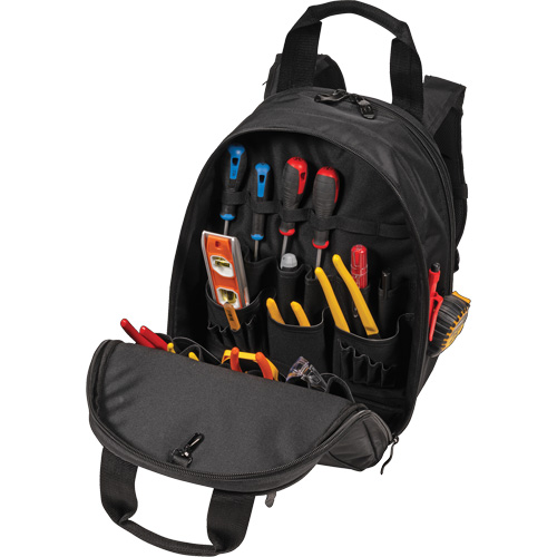 Phantom Collection 36-Pocket Tool Backpack, 11" L x 14-1/2" W, Black, Ballistic/Polyester Quali-T-Solutions