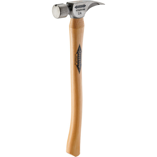 Marteau &agrave; face lisse en titane avec manche incurv&eacute; en noyer, 14 oz, Prise en Bois, 18" lo Quali-T-Solutions