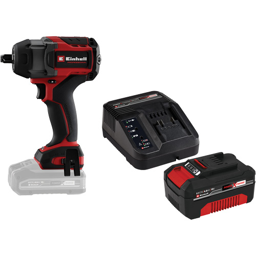 Cl&eacute; &agrave; chocs professionnelle sans fil avec batterie 4 Ah PXC et ensemble de d&eacute;part de chargeur, 18 V, Mandrin 1/2" Quali-T-Solutions