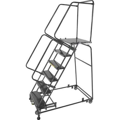 &eacute;chelles roulantes avec pied verrouillable activ&eacute; par le poids, 9 marches, Largeur de la marche 24", Hauteur de la plateforme 90", Acier Quali-T-Solutions