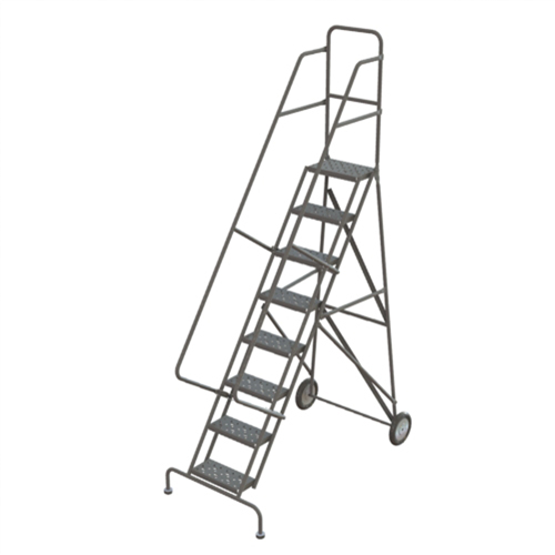 &eacute;chelles roulantes en acier, 8 marches, Largeur de la marche 16", Hauteur de la plateforme 80", Acier Quali-T-Solutions