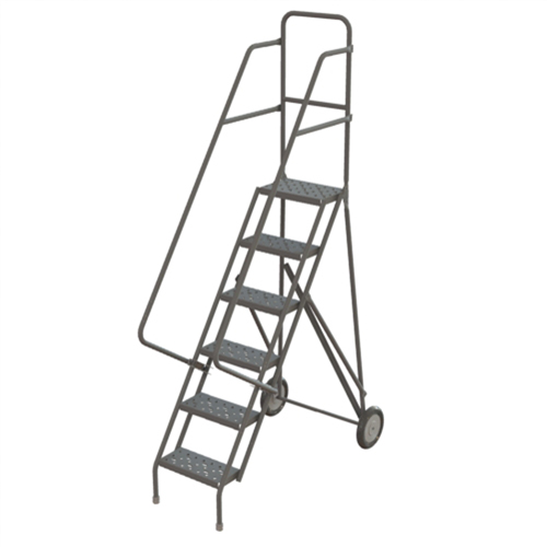 Rolling Ladder, 6 Steps, Serrated, 66" High Quali-T-Solutions