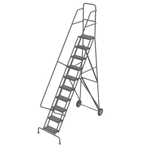 Rolling Ladder, 10 Steps, Serrated, 106" High Quali-T-Solutions