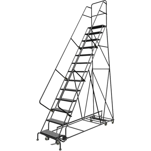 All Directional Rolling Ladder, 13 Steps, 24" Step Width, 130" Platform Height, Steel Quali-T-Solutions
