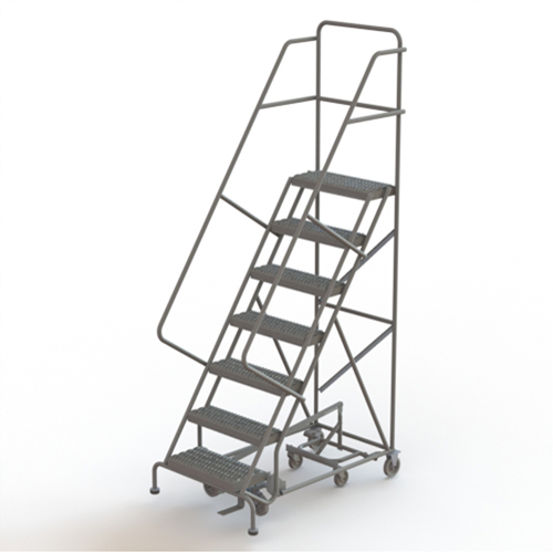 All Directional Rolling Ladder, 7 Steps, 24" Step Width, 70" Platform Height, Steel Quali-T-Solutions