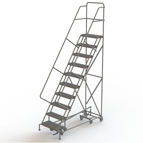 All Directional Rolling Ladder, 10 Steps, 24" Step Width, 100" Platform Height, Steel Quali-T-Solutions