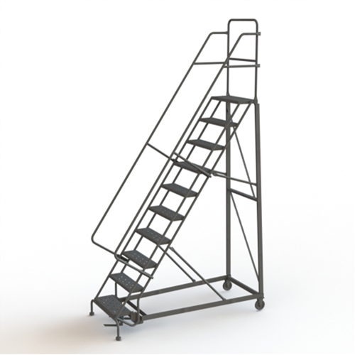 &eacute;chelles roulantes robustes, 10 marches, Largeur de la marche 24", Hauteur de la plateforme 100", Acier Quali-T-Solutions