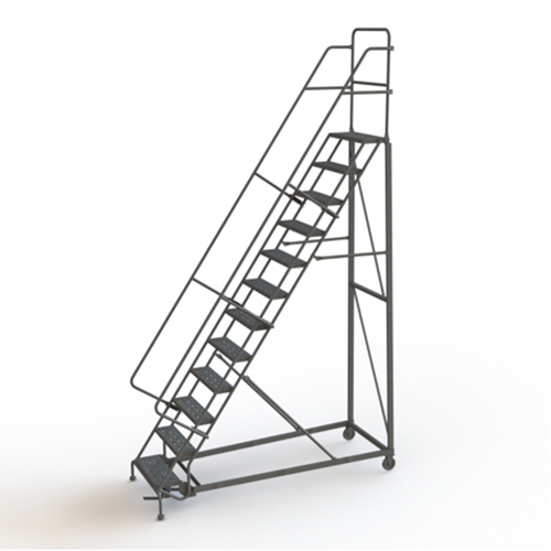 &eacute;chelles roulantes robustes, 12 marches, Largeur de la marche 24", Hauteur de la plateforme 120", Acier Quali-T-Solutions