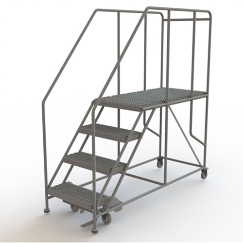 Plateforme de travail mobile, Acier, 4 Marches, 40" ha, 47" p, 24" Marche, Stri&eacute; Quali-T-Solutions