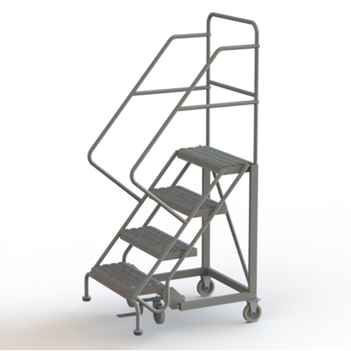Safety Slope Rolling Ladder, 4 Steps, Serrated, 50° Incline, 40" High Quali-T-Solutions