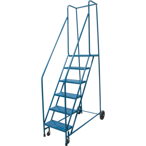 Escabeau roulant, 6 marches, Largeur de la marche 18", Hauteur de la plateforme 55", Acier Quali-T-Solutions