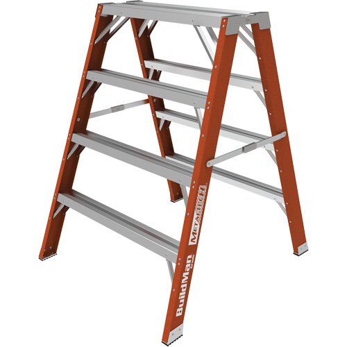 Escabeau chevalet &eacute;tabli Buildman, 4' ha x 36,25" la x 40,5" pr, Capacit&eacute; de 300 lb, Fibre de verre Quali-T-Solutions