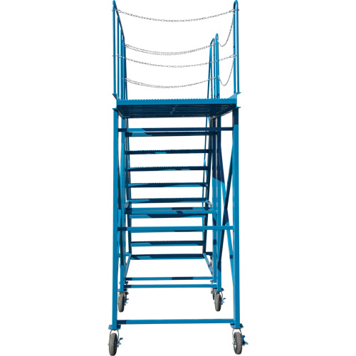 Snow Ladder, Steel, 10 Steps, 99" H, 85-1/2" D, 48" Step, Serrated Quali-T-Solutions