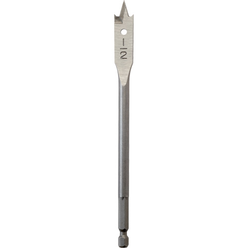 Flat Boring Bit, 1/2" Diameter, 1/4" Hex Shank, 6" Length Quali-T-Solutions