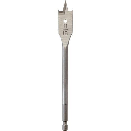 Flat Boring Bit, 11/16" Diameter, 1/4" Hex Shank, 6-1/8" Length Quali-T-Solutions
