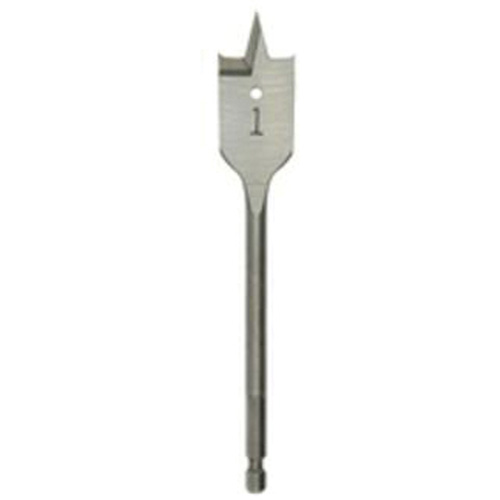 Flat Boring Bit, 1-1/8" Diameter, 1/4" Hex Shank, 6" Length Quali-T-Solutions
