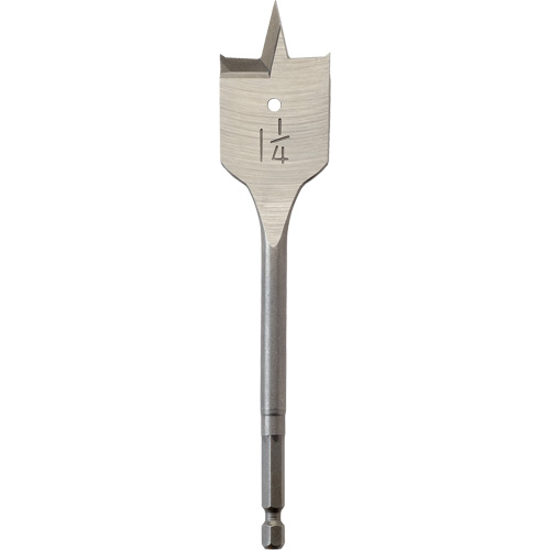 Flat Boring Bit, 1-1/4" Diameter, 1/4" Hex Shank, 6" Length Quali-T-Solutions
