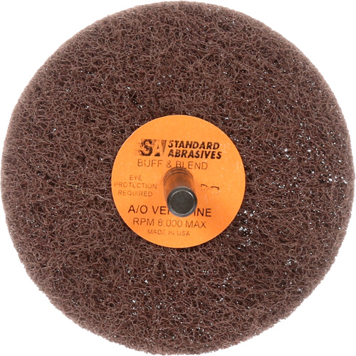 Meule Buff & Blend Standard Abrasives, 3" dia. x 1" la, Arbre 1/4", Oxyde d'aluminium Quali-T-Solutions