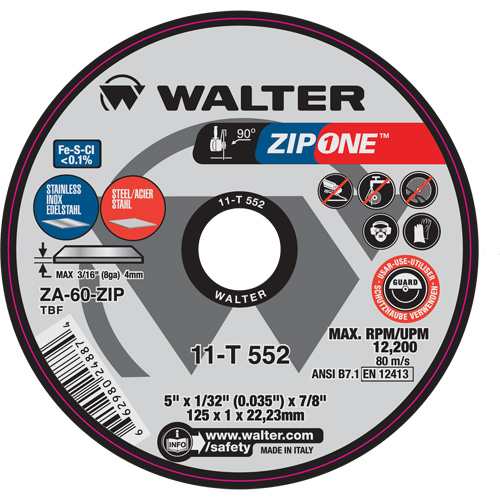 Zip One Cut-Off Wheel, 4-1/2" x 1/32", 7/8" Arbor, Type 1 Quali-T-Solutions