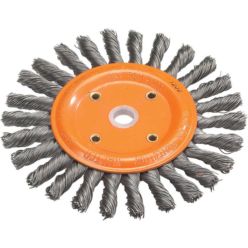 Knot-Twisted Wire Bench Wheel, 8" Dia., 0.0118" Fill, 5/8" Arbor, Steel Quali-T-Solutions