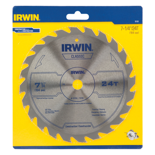 Lames de scie pour entrepreneur - Lames de scie de s&eacute;rie classique, 7-1/4", 24 dents, Pour Bois Quali-T-Solutions