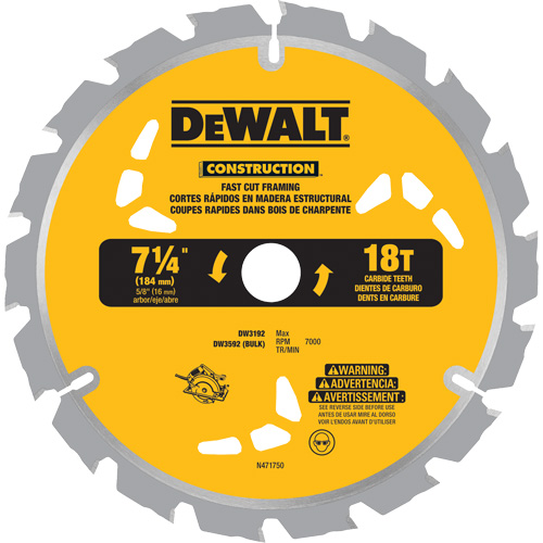 Fast Cut Framing Carbide-Tipped Saw Blade, 7-1/4", 18 Teeth, Wood Use Quali-T-Solutions