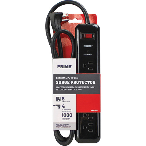 Protecteurs de surtension, 6 Prises, 1000 J, 1875, Cordon 4' Quali-T-Solutions