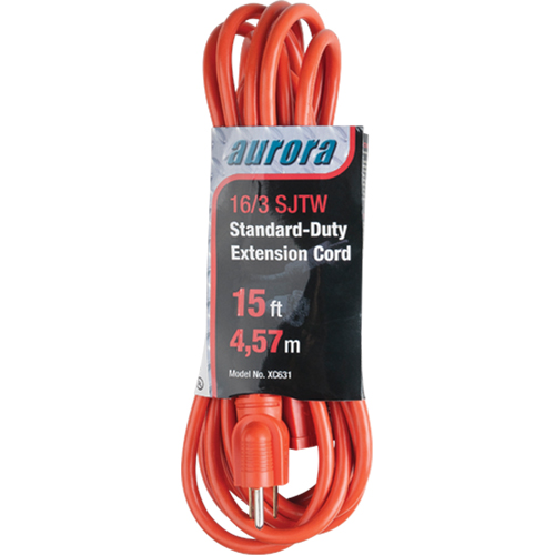 Extension Cord, Indoor/Outdoor, SJTW, 16/3 AWG, 13 A, 15' Quali-T-Solutions