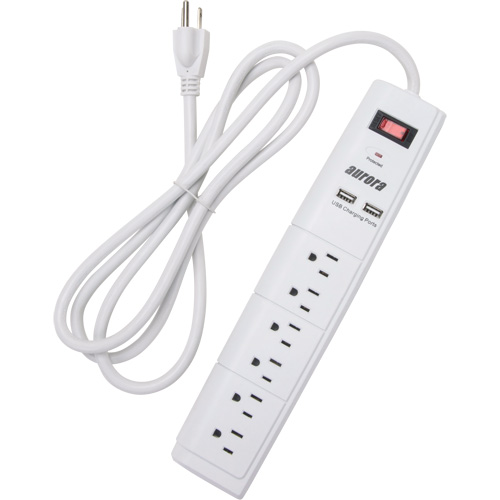Limiteur de surtension avec chargeur USB, 6 Prises, 1200 J, 1875 W, Cordon 6' Quali-T-Solutions