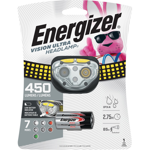 Vision Ultra Industrial Headlamp, LED, 450 Lumens, 2 Hrs. Run Time, AAA Batteries Quali-T-Solutions