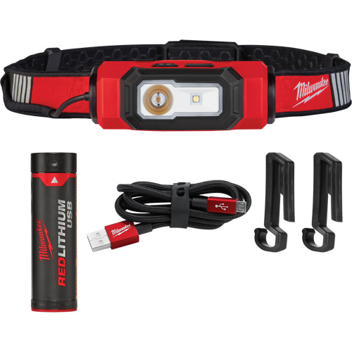 Lampe USB pour casque de s&eacute;curit&eacute; Beacon, DEL, 600 lumens, 2 hres de fonctionnement, piles Rechargeable Quali-T-Solutions