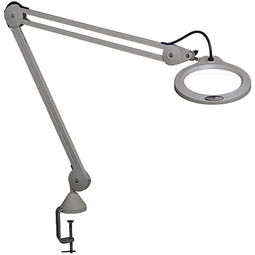 Lampe grossissante, Dioptrie 5, Ampoule DEL, Bras de 45", Pinces serre-joints, Gris Quali-T-Solutions