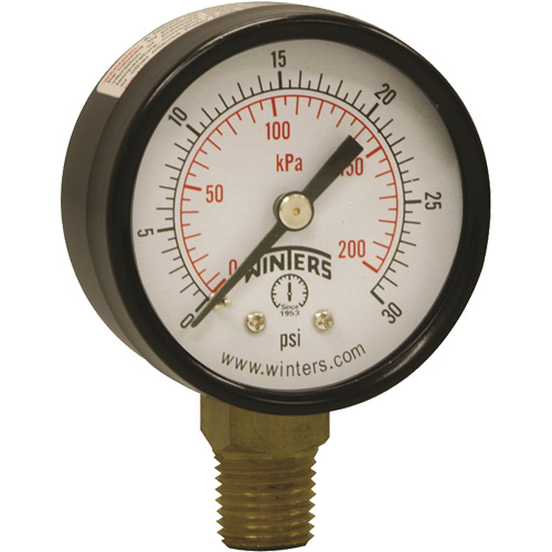 Economy Pressure Gauge, 2" , 0 - 30 psi, Bottom Mount, Analogue Quali-T-Solutions