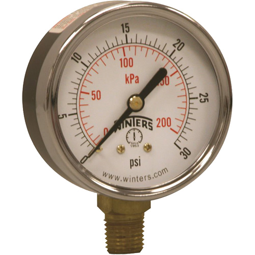 Economy Pressure Gauge, 2-1/2" , 0 - 30 psi, Bottom Mount, Analogue Quali-T-Solutions