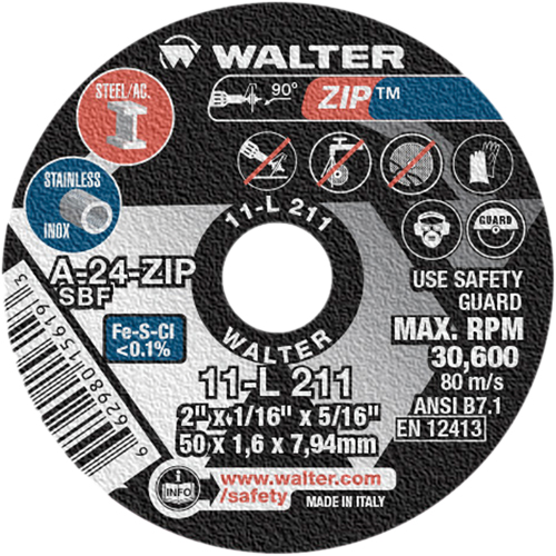 Zip Cut-Off Wheel, 2" x 1/16", 5/16" Arbor, Type 1, Aluminum Oxide, 5100 RPM Quali-T-Solutions