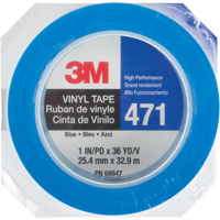 471 Vinyl Tape, 25.4 mm (1") W x 32.9 m (108') L, 5.3 mils, Blue Quali-T-Solutions