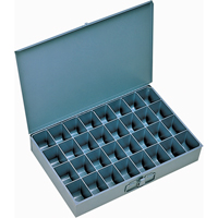 Compartment Scoop Boxes, Steel, 32 Slots, 18" W x 12" D x 3" H, Grey Quali-T-Solutions