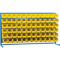 Louvered Rack with Bins, 72 Bins, 72" W x 15" D x 40" H Quali-T-Solutions