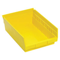 Bacs de rangement pour tablettes, 8-3/8" la x 4" H x 11-5/8" p, Jaune, Capacit&eacute; 30 lb Quali-T-Solutions