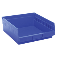 Bacs de rangement pour tablettes, 11-1/8" la x 4" H x 11-5/8" p, Bleu, Capacit&eacute; 30 lb Quali-T-Solutions