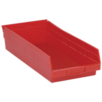 Bacs de rangement pour tablettes, 8-3/8" la x 4" H x 17-7/8" p, Rouge, Capacit&eacute; 40 lb Quali-T-Solutions