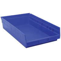 Shelf Bins, 11-1/8" W x 4" H x 17-7/8" D, Blue, 40 lbs. Capacity Quali-T-Solutions